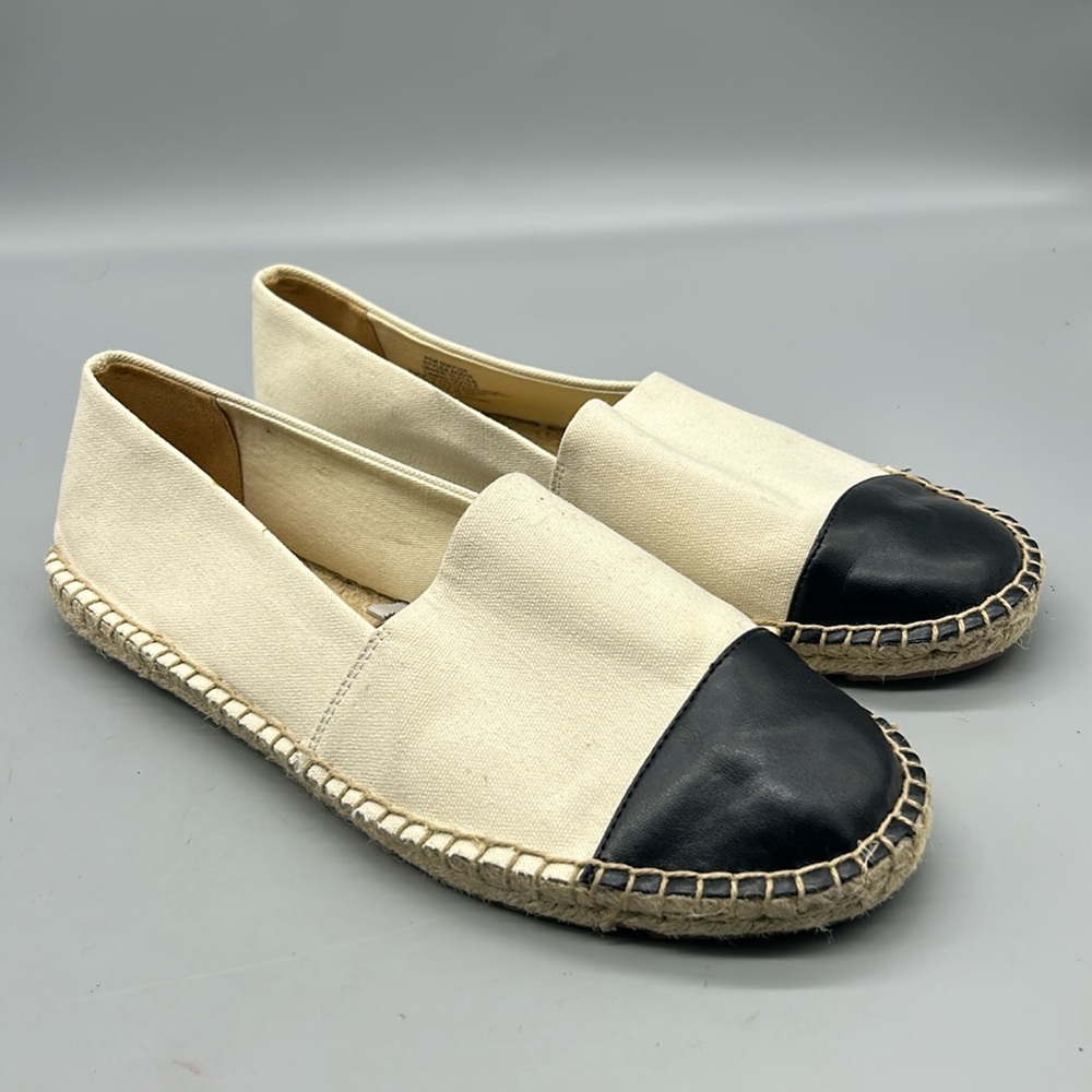 J. Crew Womens Color Block Canvas Jute Slip-On Espadrille Black & White Size 9.5